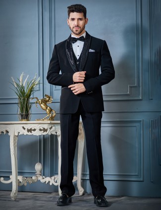 Black terry rayon tuxedo for reception