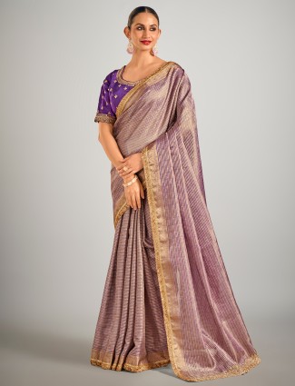 Latest light purple tissue silk saree 