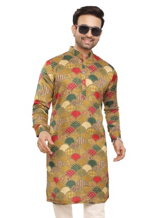 Mehndi green symmetrical floral silk kurta