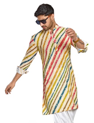 Striped multicolour floral print kurta
