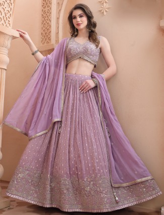Light purple silk lehenga choli for women