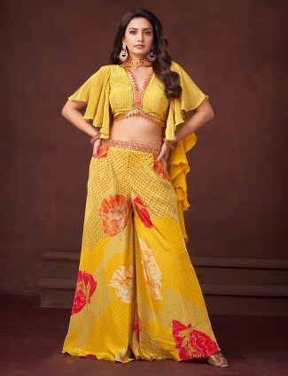 Onion pink silk palazzo suit with beads detailing