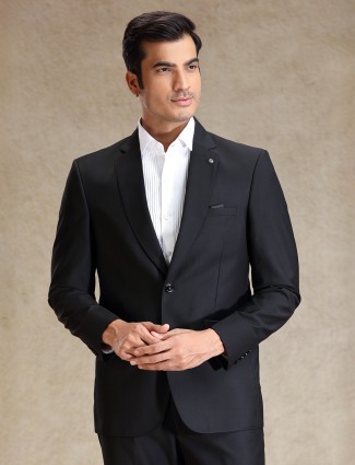 Refined black terry rayon 2 pcs suit for wedding