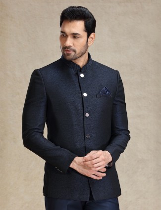 Navy bandh gala jodhpuri suit for wedding wear