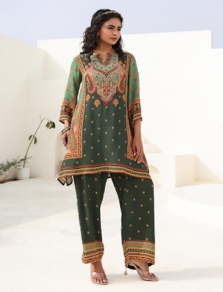 Wine striped cotton pathani kurta set