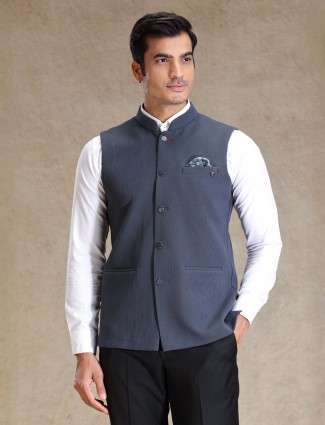 Newest stone grey bandhgala waistcoat for men