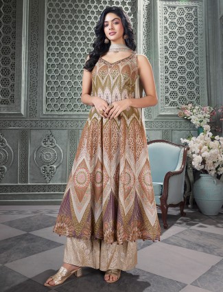 Grey wedding wear plazzo suit for women