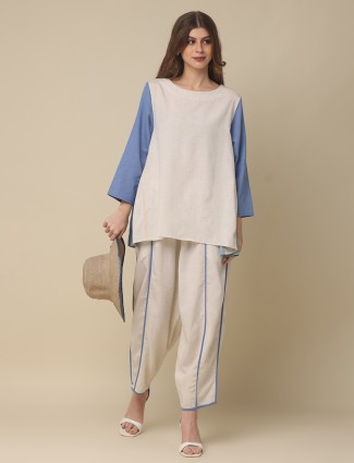 White cotton co-ord set for casual wear