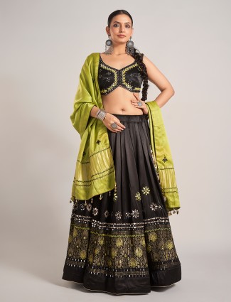 Black silk navratri chaniya choli with festive flair