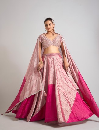 Pastel pink wedding wear lehenga choli
