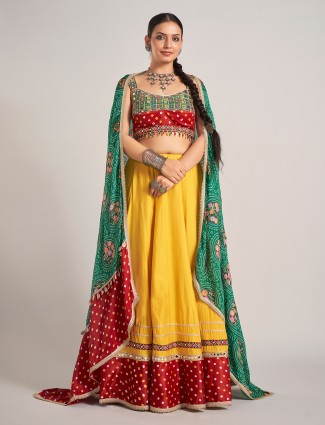 Yellow green silk chaniya choli delight