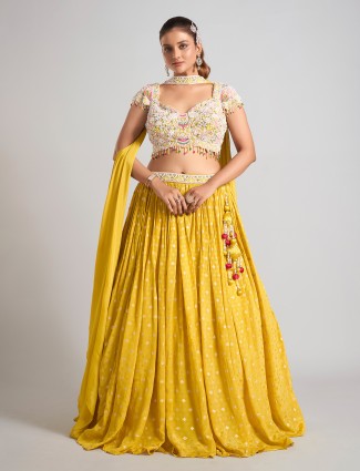 Yellow silk lehenga choli styled for wedding radiance