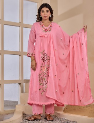 Rosy bloom embroidered kurti ensemble