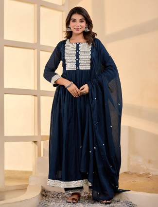 Navy elegance festive kurti set