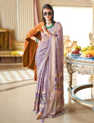 Lavender georgette saree with stylish print