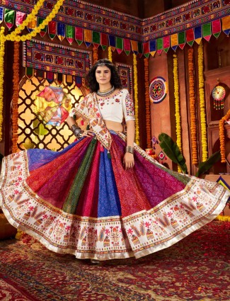 Multicolor georgette lehenga choli for navratri celebrations