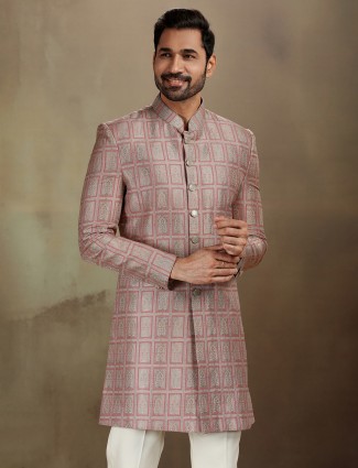 Grey banarasi silk indo western set
