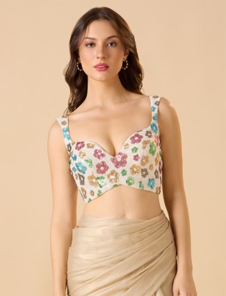 White sleeveless plain georgette blouse