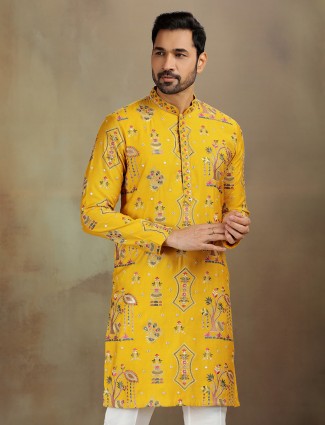 Yellow nova silk haldi kurta suit