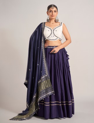 Navy silk navratri chaniya choli
