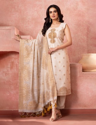 Grey silk palazzo suit with zari and thread work