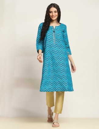 Blue cotton silk kurti for casual wear