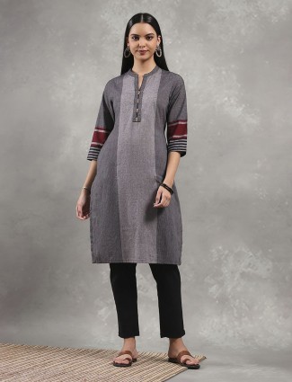 Grey cotton kurti for casual wear for women