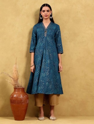 Navy cotton silk kurti for women