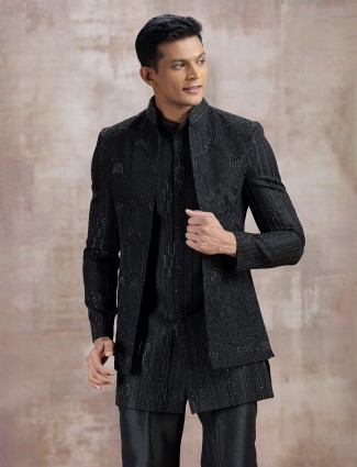Black men indo western in terry rayon