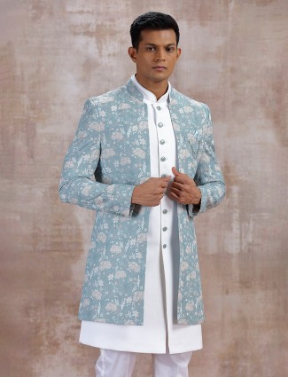 Pista green indo western with jacket style