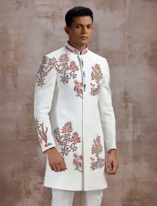 White indo western in terry rayon with dupatta