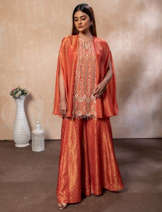 Orange silk wedding style palazzo suit