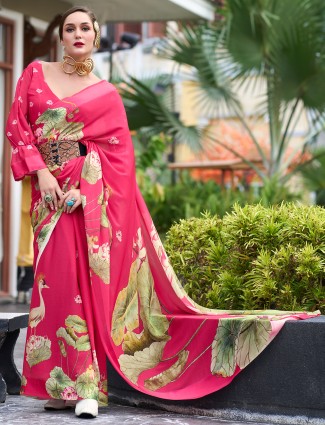 Magenta georgette saree for festive season