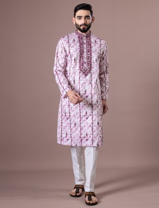 Shaded pink silk kurta suit for men