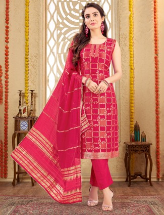 Pink salwar suit with zari embellishment