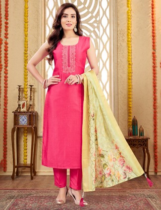 Pink silk salwar suit for festival season