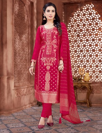 Red zari worked wedding style salwar suit
