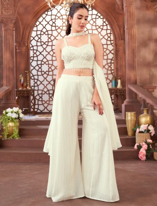 Georgette elegant white palazzo suit for women