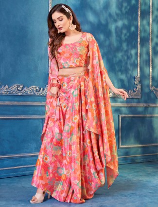 Pink designer printed silk beautiful salwar suit for women