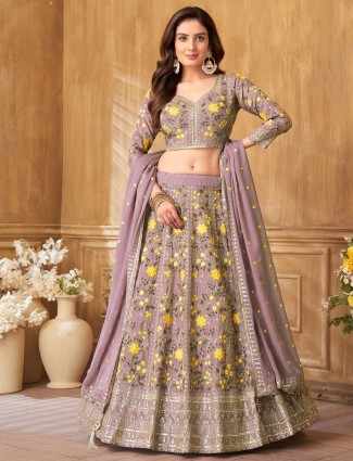 Enchanting lilac purple lehenga choli in silk