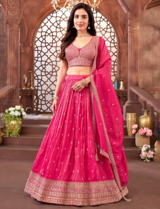 Elegance silk magenta lehenga choli