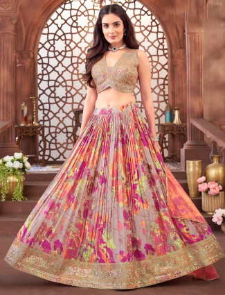 Glamorous rosy brown silk lehenga choli