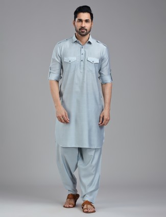 Tranquil pastel blue pathani suit for a distinguished look