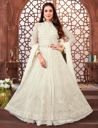 White elegant georgette palazzo suit for wedding