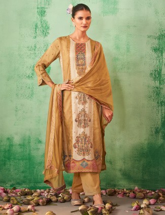 Newest khakhi cotton sil kurti with matching dupatta
