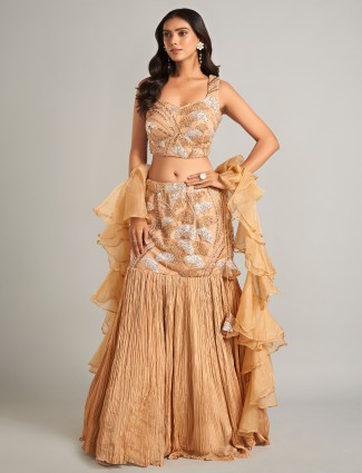 Beige designer lehenga choli for party wear