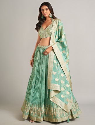 Trendy pista green lehenga choli
