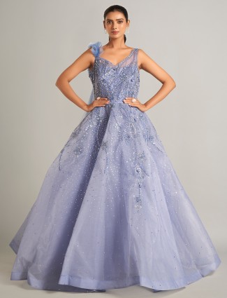 Lavender designer net gown for reception