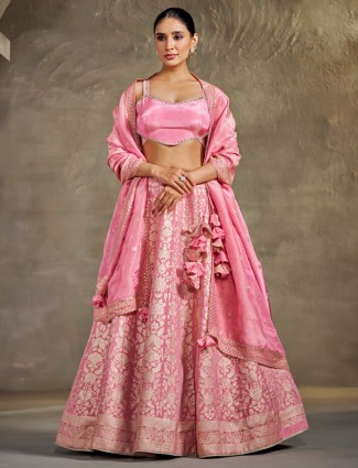 Trendy pink silk lehenga choli