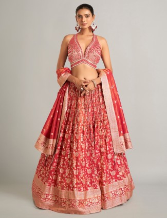 Trendy red lehenga choli in laycra